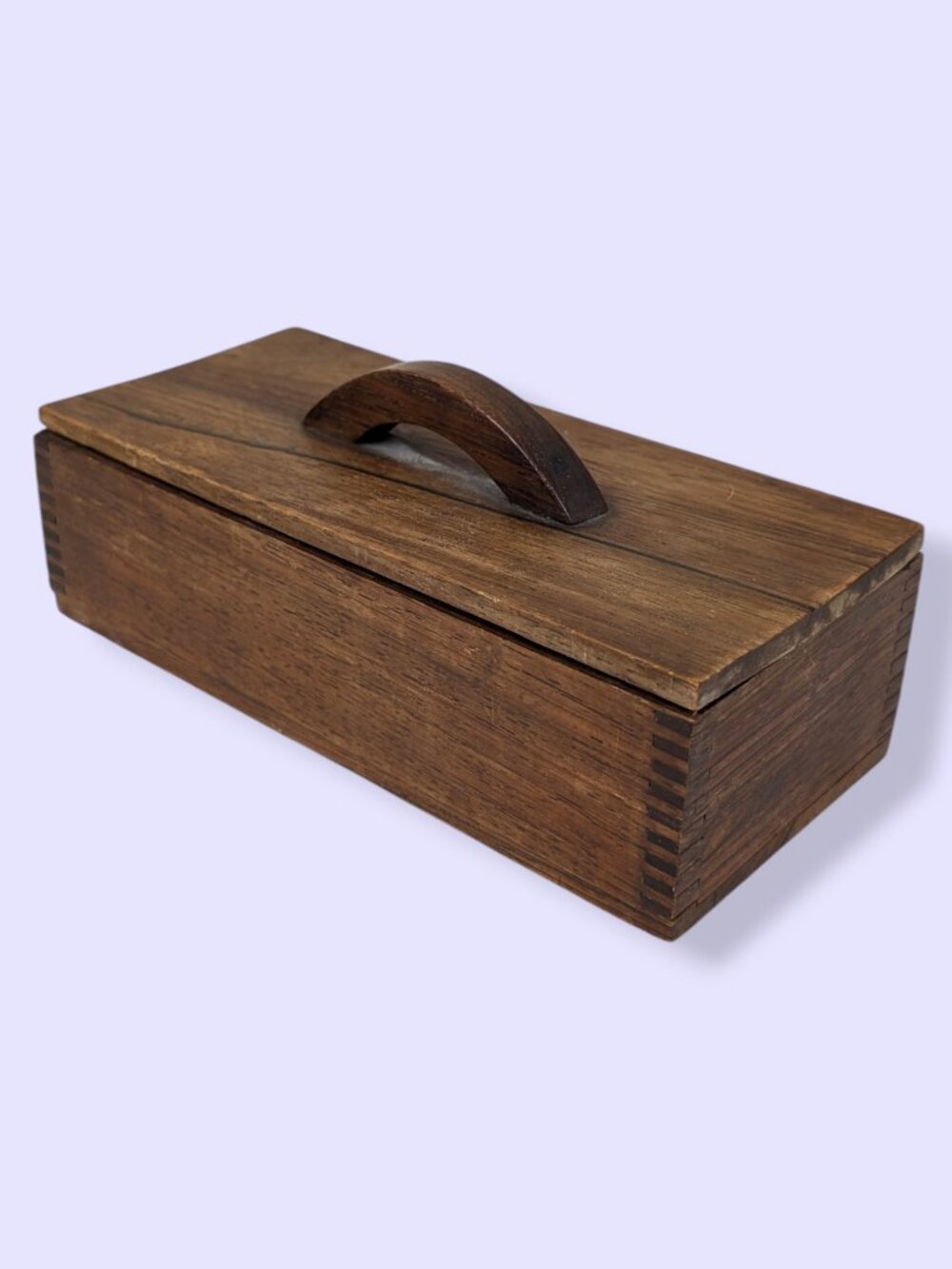 Vintage Wood Lidded Rectangular Trinket Box